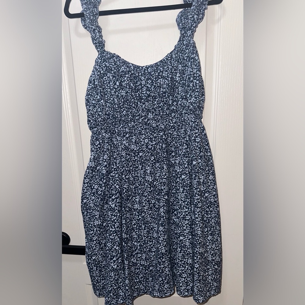 Abercrombie & Fitch Blue Floral Puff Strap Mini Dress